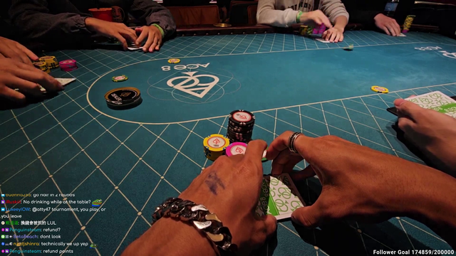 Joey plays poker no look all in