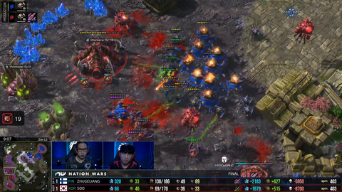 Korean starcraft player making fun of his teamate for losing against a lower tier player