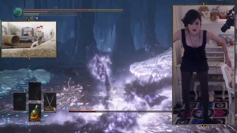 Wholesome reaction of a streamer who finished Dark Souls 3 on a Dancepad