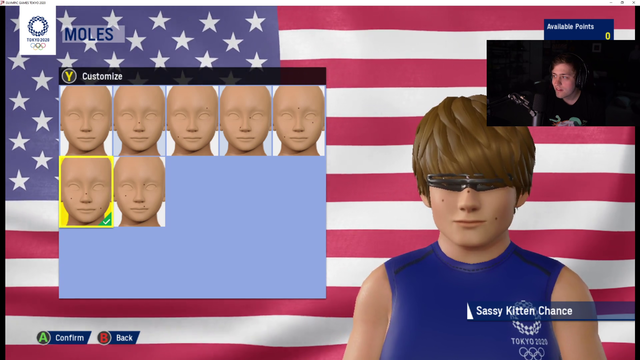 Soda customizes his character for the Official 2020 Olympics game