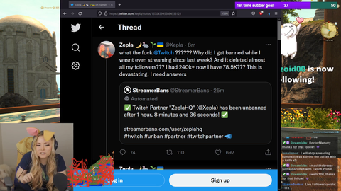 ZeplaHQ false ban, lost over half of her followers