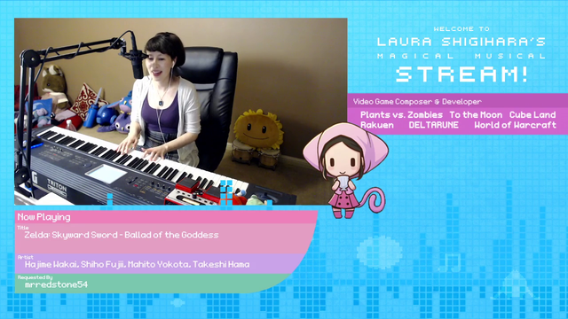 Video game composer Laura Shigihara uses a looper to harmonize on "Ballad of the Goddess" from Zelda Skyward Sword