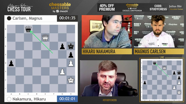 Magnus blunders against Hikaru again (match ended in draw)