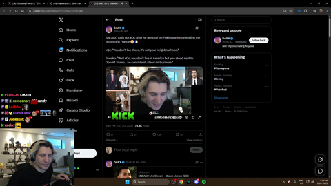 xQc claps back at Sneako for saying he's not American "I'm a permanent resident of America, I pay more taxes than your entire family, bang, bang"