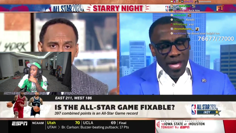 Kai Cenat reacts to Shannon Sharpe on First take on Jaylen Brown jumping over him at the NBA dunk contest