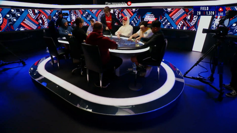 Poker player falls out of chair
