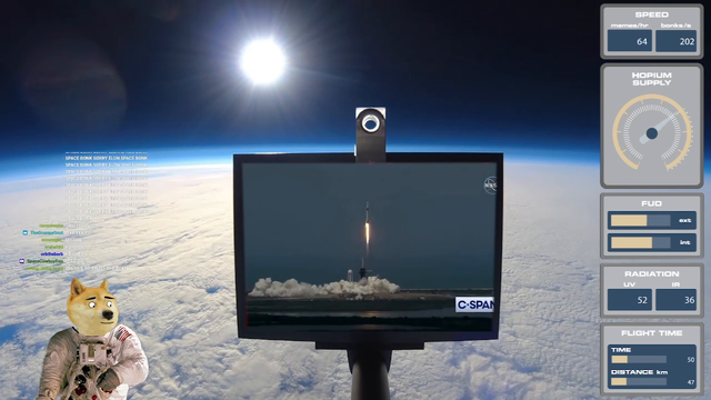 DogeBonk beats Elon Musk and Dogecoin as first memecoin to space live on their Twitch channel
