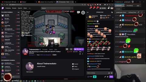pokelawls joins Among Us Discord lobby as Trainwreckstv