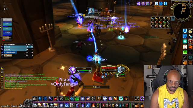 Pirate graciously instructs new player Lacari on intricacies of mage class
