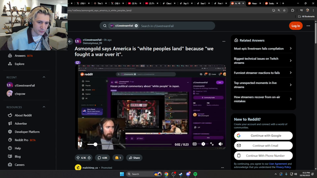 Xqc's take on "white people's land" rhetoric