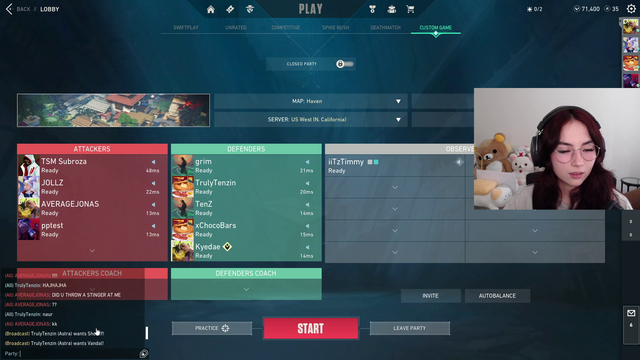 A person hacks iiTzTimmy's Valorant account and attacks Kyedae in the in-game chat