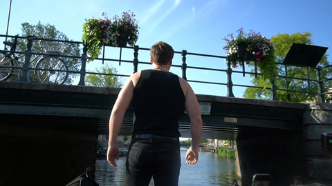 Will leaves the boat and jumps on a bridge