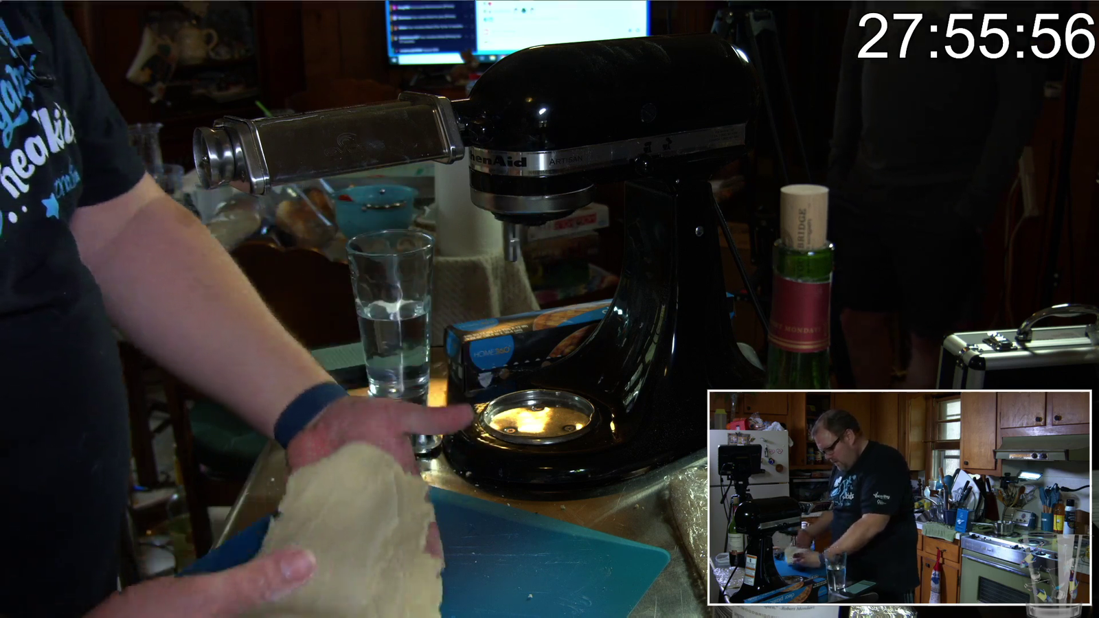 After 20 minutes of delicately trying to make noodles, Guude spills water