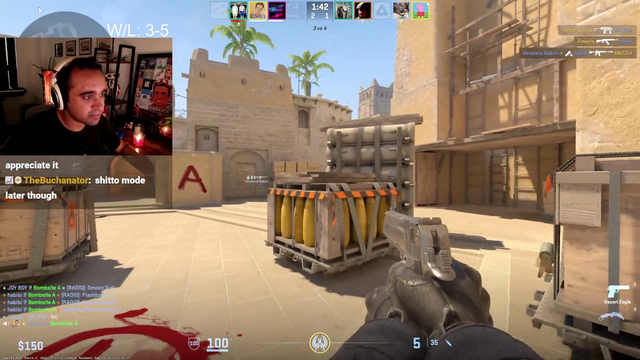 Bald Streamer gets 3 kills by shooting enemies in the head!