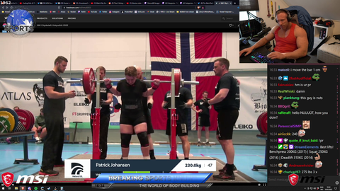 Knut finds one of his old viewers in a powerlifting competition