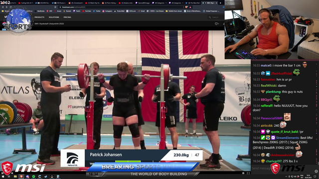 Knut finds one of his old viewers in a powerlifting competition