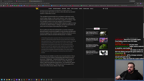 DarkViperAU finds out live his discord got subpoenaed by TakeTwo following GTA 6 leaks