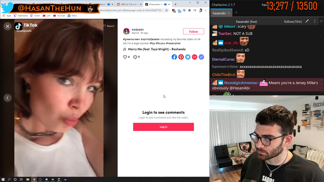 Hasan looks through his hashtag on TikTok