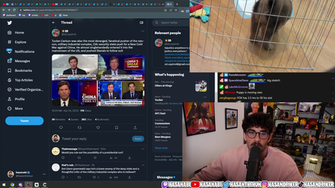 Hasan's dog ruins the news portion of the broadcast...