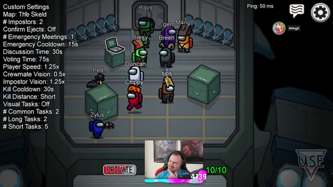 Sips muting and unmuting a spicy Among Us group call