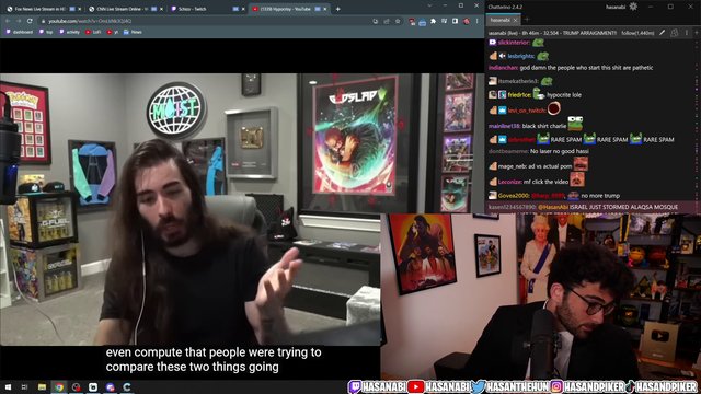 Hasan's on the difference between QT's Fansly ad vs Adin Ross pulling up pornhub live on stream