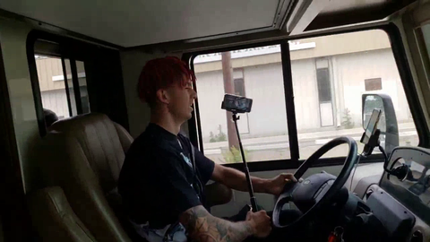 Sam Pepper runs a stop sign while holding a selfie stick, lucky he didnt kill anyone