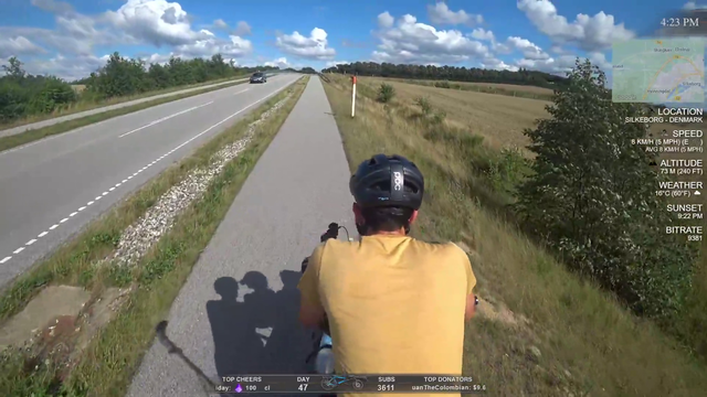 Hitch on a bike is getting overtaken
