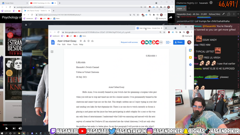 Hasan Viewer Writes Essay After Getting Banned