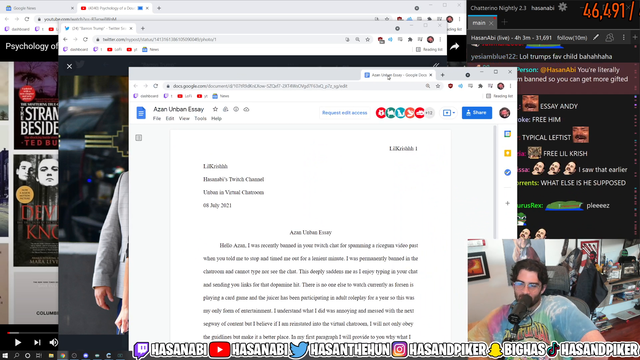 Hasan Viewer Writes Essay After Getting Banned