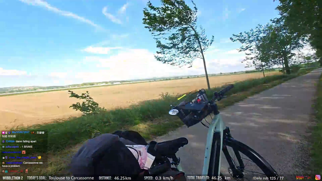 Jinny struggling with the wind in southern France