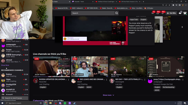 xQc checks out Hasan's stream