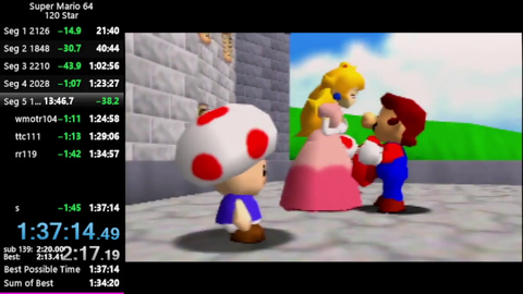 Marlene sets a new SuperMario64 speedrun WorldRecord (120 star for carpetless)