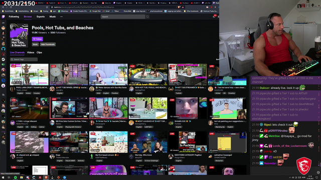 Knut checks out Twitch's new Hot Tubs, Pools, and Beaches category