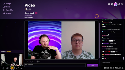 Sips and his viewer sing a duet of Superfreak by Rick James