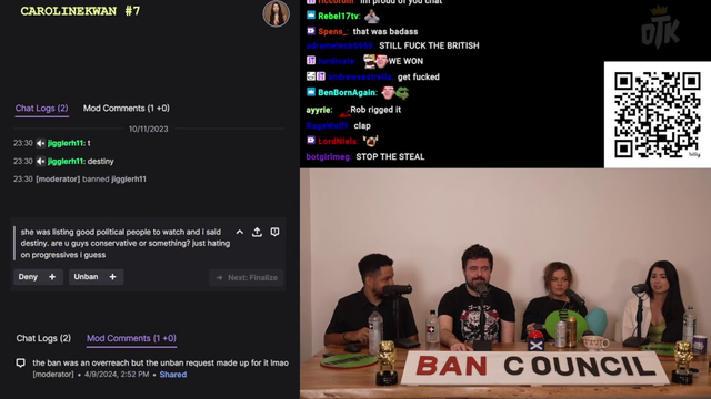 Chatter gets banned by uttering a name