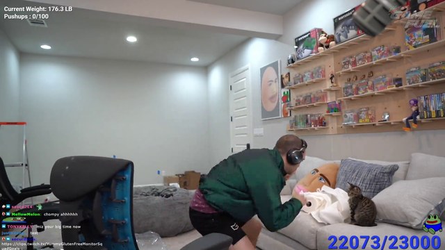 Autistic child plays with his cat