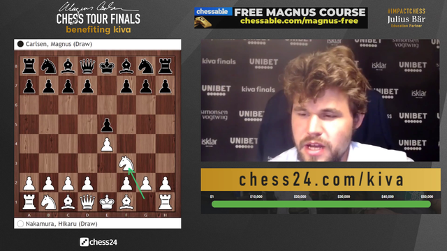 Magnus explaining why he lost 15 seconds at the beginning in a crucial armageddon match against Hikaru