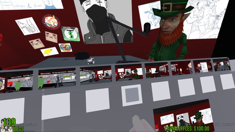 While hosting an improv podcast, a person takes a selfie in VR with Poke. The FUTURE.