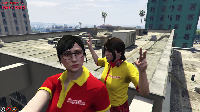 Burger Shot Employees taking a group selfie