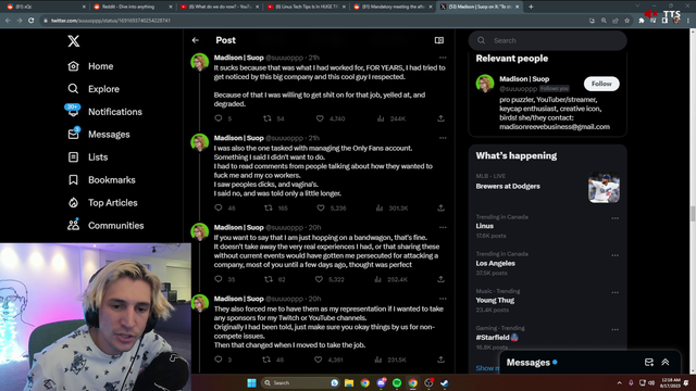 XQC discusses a serious topic