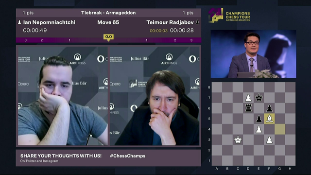 Iann Nepomniachtchi trying to break his desk after losing a chess game