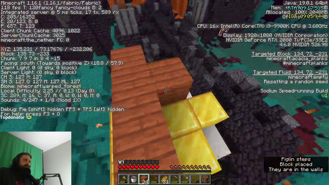 Forsen tries to sleep in the nether