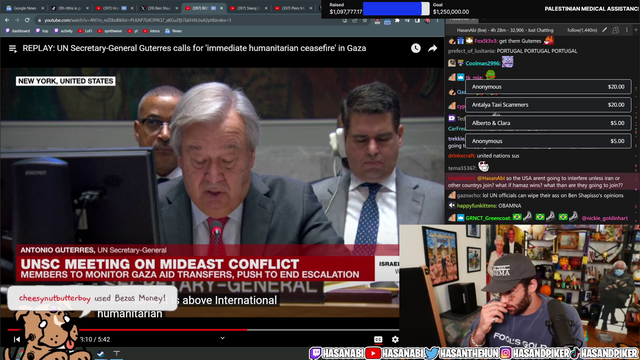 HasanAbi making a statement about the UN