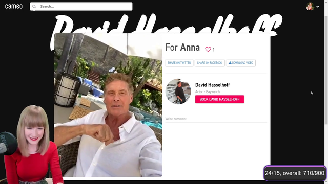 David Hasslehoff responds to chess streamer