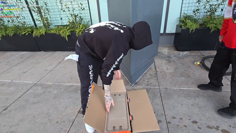 3 guys tried to steal the speaker until they found out he was live (part 2 in comments)