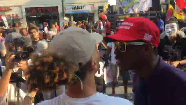 things get heated at trump protest