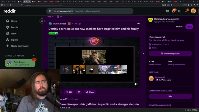 Asmongold comments on Destiny getting emotional over being targeted by online communities