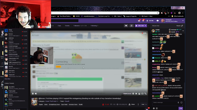 Someone roasts Greek in Forsen's chat.