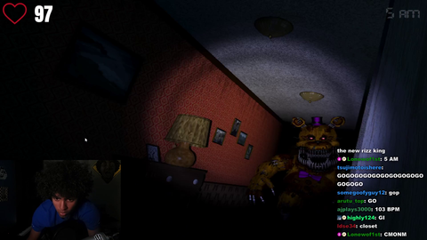 Streamer does a very rare frame-perfect FNAF 4 win on accident