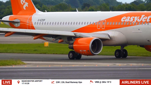 Both pilots of an Airbus A319 wave to the camera in Manchester Airport